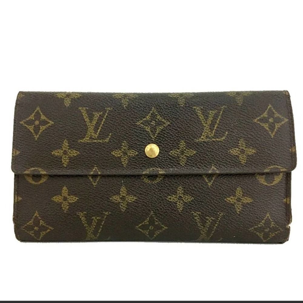 Authentic Louis Vuitton Monogram Trifold Long Wallet /TH0032